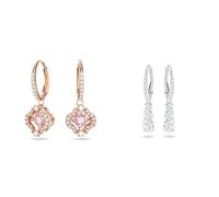 Swarovski Sparkling Dance Ohrringe, Glücksklee, Rosa, Roségold-Legierungsschicht & Attract Trilogy Ohrringe, Weiss, Rhodiniert