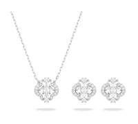 SWAROVSKI Sparkling Dance Set - Halskette und Ohrstecker mit weißem Kristall und passendem Pavé auf einer Rhodium-Fassung. Teil der Sparkling Dan