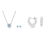 Swarovski Sparkling Dance Set, Rund, Blau, Rhodiniert & Stone Kreolen, Klein, Weiß, Rhodiniert