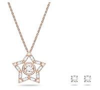Swarovski Stella Set, Halskette Ohrringe Verschiedene Schliffe, Stern, Weiß, Ros...