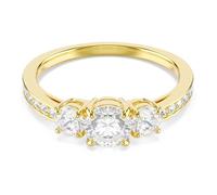 Swarovski Ring Stilla Attract Damenring, Rundschliff Weiß, vergoldet, 3 Zirkonia