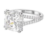 Swarovski Stilla Cocktailring, quadratischer Schnitt, Pavé, Weiß, rhodiniert (Größe 60)