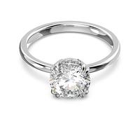 Swarovski Stilla Cocktailring, Rhodinierter Damenring mit Strahlenden Swarovski Kristallen