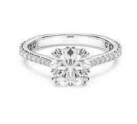 Swarovski Cocktailring Stilla Rundschliff Pavé Weiß Silberfarbenes Finish Größe 52