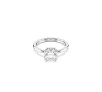 Swarovski Stilla Cocktailring, Rundschliff, Weiß, Silberfarbenes Finish