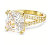 Stilla Cocktailring, Kissenschliff, Pavé, Weiß, Goldlegierungsschicht 60