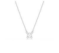 Swarovski Stilla Halskette, Weiße, Rhodinierte Damenhalskette mit Anhänger und Strahlenden Kristallen im Kissenschliff