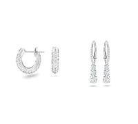 Swarovski Stone Kreolen, Klein, Weiß, Rhodiniert & Attract Trilogy Ohrringe, Weiss, Rhodiniert