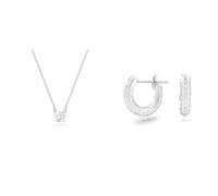 Swarovski Stone Kreolen, Pavé, Klein, Weiß, Rhodiniert & Attract Halskette, Rundschliff, Weiß, Rhodiniert