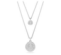 Swarovski Sublima Anhänger im Lagenlook, Weiße und Rhodinierte Damenhalskette mit Strahlenden Swarovski Kristallen