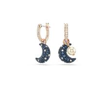 Swarovski Ohrringe Sublima – Asymmetrisch, Mond‑Motiv, 18K Rosévergoldet, Mehrfarbig, Damen