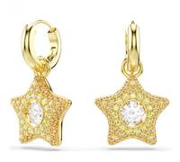 Sublima Drop-Ohrhänger, Rundschliff, Stern, Mehrfarbig, 18K goldbeschichtet OS