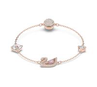 Dazzling Swan Armband Magnetischer Verschluss, Schwan von Swarovski - Rosa, Roségold-Legierungsschicht (Größe: S)