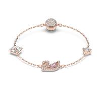 Dazzling Swan Armband Magnetischer Verschluss, Schwan von Swarovski - Rosa, Roségold-Legierungsschicht (Größe: S)