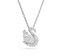 Swarovski Anhänger Swan 5732412 – Rhodiniert, Klarer Dancing Stone, Zirkonia, Weiß