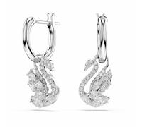 Swarovski Swan Ohrhänger, Mischschliff, Schwan, Weiß, Rhodiniert
