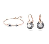 Swarovski Symbolic Armreif, Böser Blick, Blau, Metallmix & Bella V Drop-Ohrhänger, Rundschliff, Grau, Roségold-Legierungsschicht
