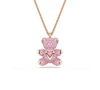 Swarovski Teddy Halskette für Damen mit Teddybär-Anhänger mit Rosa Zirkonia Kristallen, 5642976