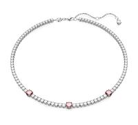 Swarovski Tennis Deluxe Halskette, Rund, Weiss, Goldlegierungsschicht