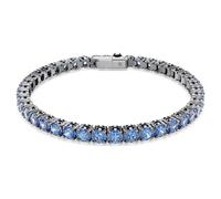 Swarovski Tennisarmband Matrix, Rundschliff, Blau, Ruthenium plattiert