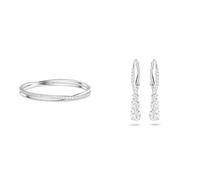 Swarovski Twist Armreif, Weiss, Rhodiniert & Attract Trilogy Ohrringe, Weiss, Rhodiniert