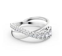 Fingerring SWAROVSKI "Twist Rows, 5563911, 5572710, 5572716, 5572718, 5572724" Fingerringe Gr. 52, Metall, silberfarben (metallfarben, kristallweiß, kristallweiß) Damen Fingerringe mit Swarovski Kristallen (25994252-52)
