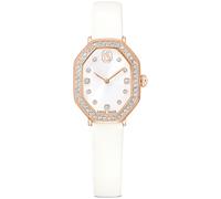 Dextera octagon Uhr, Schweizer Produktion, Lederarmband, Weiß, Roségoldfarbenes Finish OS