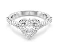 Swarovski Motivring Una Angelic – Verschiedene Schliffe, Herz, Weiß, Rhodiniert Größe 55