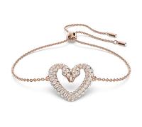 Swarovski Una Damen-Armband, Herz, funkelnde Kristalle, roségoldfarben, One Size, Edelstahl