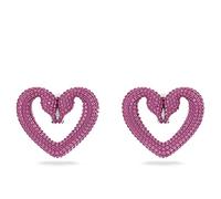 Swarovski Una Ohrclips, Herz, Groß, Rosa, Rhodiniert