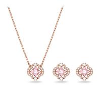 Swarovski Schmuckset Una – Glücksklee, Rosa, Roségold-Legierungsschicht