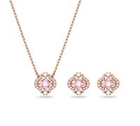 Swarovski Una Set, Glücksklee, Rosa, Roségold-Legierungsschicht