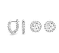 Swarovski Vittore Kreolen, Weiss, Rhodiniert & Angelic Ohrstecker, Rundschliff, Weiß, Rhodiniert