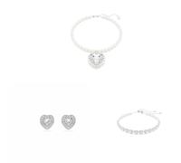 Swarovski x Ariana Grande Halskette, Armband & Ohrringe, gemischte Schliffe, Herz, Perle, Weiß, rhodiniert