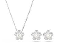 Swarovski x Ariana Grande Set, Kristallperle, Rundschliff, Blume, Weiß, Rhodiniert