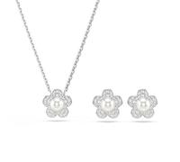 Swarovski x Ariana Grande Set, Kristallperle, Rundschliff, Blume, Weiß, Rhodiniert