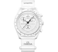 Swatch Armbanduhr Moonswatch Omega x Mission to the Moonphase Snoopy, Weiß, Armband