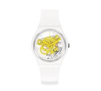 Swatch Bioceramic Time to Yellow Unisex Armbanduhr SO31W105, Quarz, weißes Zifferblatt, Quarz-Uhrwerk