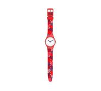 Swatch Damen Analog Quarz Uhr mit Silicone Armband GR182, Rot