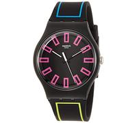 Swatch Herrenuhr Leder/Sonstige analog Quarzwerk Silikonband SUOB146