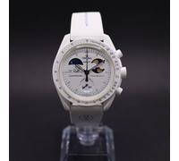 Swatch OMEGA Mission to Earthphase Moonshine Gold Moonswatch White SO33W701L