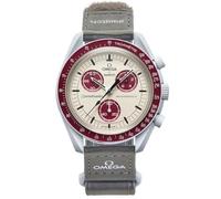 Swatch Omega x Moon Mission to Pluto Speedmaster Uhr, Bordeaux, Unisex, Beige und Burgund, modern
