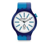 Swatch Unisex Analoger Quarz Uhr mit Kunststoff Armband SO27Z100 Blau