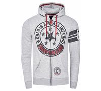 Sweatjacke RUSTY NEAL, Herren, Gr. S, grau (hellgrau), 70% Baumwolle, 30% Polyester, bedruckt, normal, ohne Ausschnitt, Langarm, Sweatjacken, mit coolen Printmotiven (52677405-S) hellgrau