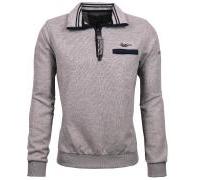 Sweat-Shirt Troyer Zip Silbergrau 6XL