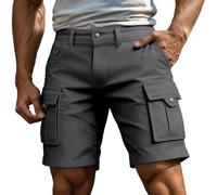 Sweat Shorts Herren,Cargohose Herren Kurz Sommer Chino Shorts Kurze Hosen Stretch Cargo Arbeitshose Sommershorts Leichte Bermuda Trekking Wanderhose Jogger Outdoor mit Taschen Sporthose Freizeithose