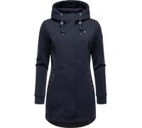 Kapuzensweatjacke RAGWEAR "Letti Bonded", Damen, Gr. XXXL(46), blau (navy), Feinstrick, 100% Polyester, tailliert ca. Mitte Oberschenkel, hoch geschlossener Ausschnitt, Ärmel ohne Ärmelschlitz normale