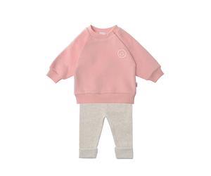 Sweatanzug LILIPUT "Smiley", Mädchen, Gr. 86/92, rosa (rosa, grau), 80% Baumwolle, 20% Polyester, bedruckt, Sportanzüge, bestehend aus Leggings und Sweatshirt (11061311-86) rosa, grau