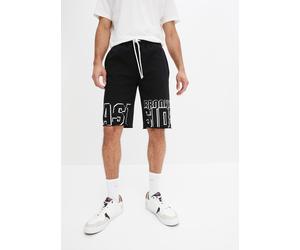 Sweatbermudas BONPRIX, Herren, Gr. 56/58, N-Gr, schwarz (schwarz bedruckt), Obermaterial: 100% Baumwolle, unifarben, regular fit, Hosen, aus Baumwolle, Regular Fit, mit Eingrifftaschen (22873839-56) s