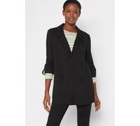 Sweatblazer BONPRIX, Damen, Gr. 44/46 (L), schwarz, Obermaterial: 70% Viskose, 25% Polyester, 5% Elasthan, oversize, Blazer, mit langem Arm, mit Reverskragen, Oversize Passform, aus Viskose (13903624-